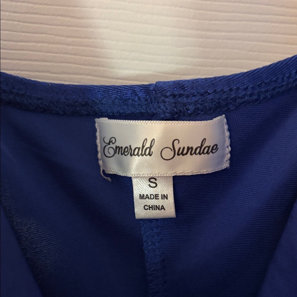 Asymmetrical Sparkly Royal Blue Dress - Picture 2 of 6